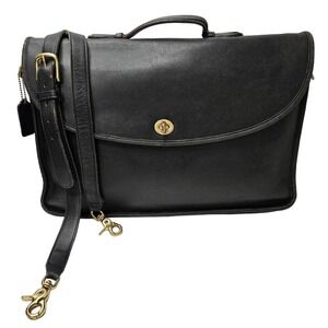 Vintage Coach Lexington Briefcase Shoulder‎ Messanger Bag Black Leather Turnlock